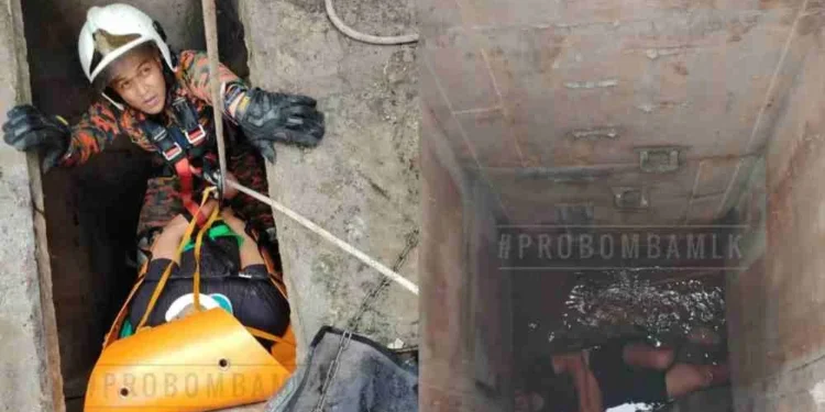 Lelaki terperangkap dalam longkang 4 Meter, selamatkan kucing