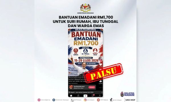 Jangan layan maklumat ‘Bantuan eMADANI RM1,700’ – MOF
